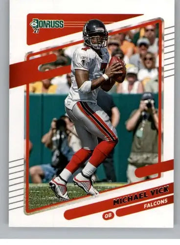 Original gloss Michael Vick football card featuring mint Falcons in 2021 Donruss series
