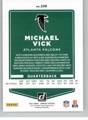 Original gloss Michael Vick football card 2021 Donruss mint Falcons ID 66029