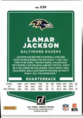 2021 Donruss #239b Lamar Jackson Press Proof Red No Helmet - Football Card Single