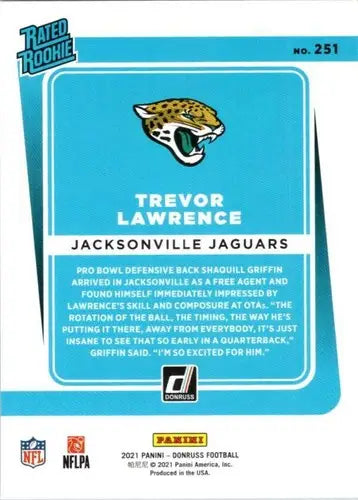 2021 Donruss #251 Trevor Lawrence NM-MT RC Rookie Jaguars Rated Rookies - Football Card Single