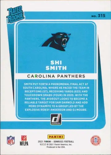 2021 Donruss #315 Shi Smith NM-MT RC Rookie Panthers Rated Rookies - Football Card Single