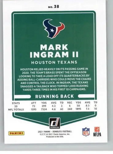 2021 Donruss #38 Mark Ingram II NM-MT Texans - Football Card Single