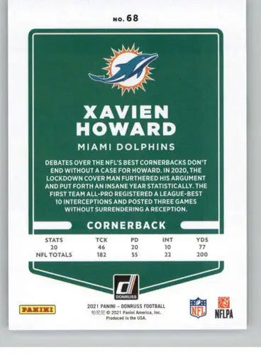 2021 Donruss #68 Xavien Howard NM-MT Dolphins - Football Card Single