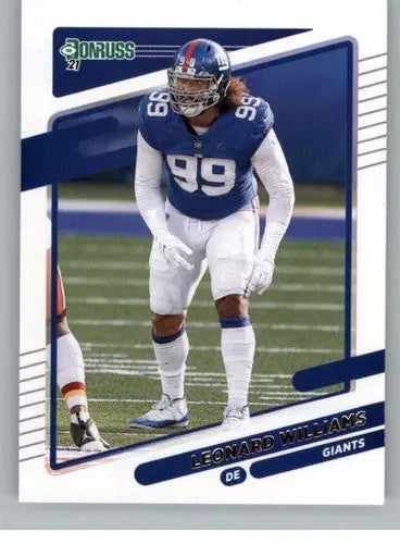 Original gloss football trading card featuring Leonard Williams from 2021 Donruss NM-MT NY Giants