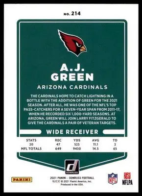 2021 Donruss A.J. Green 214 Arizona Cardinals - Football Card Single