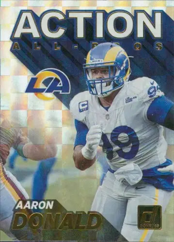 Original gloss Aaron Donald football card from 2021 Donruss Action All-Pros