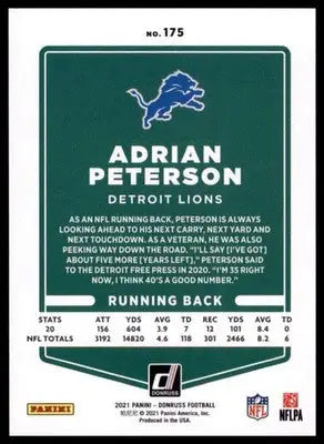 2021 Donruss Adrian Peterson 175 Detroit Lions - Football Card Single