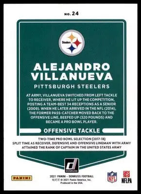 2021 Donruss Alejandro Villanueva 24 Pittsburgh Steelers - Football Card Single