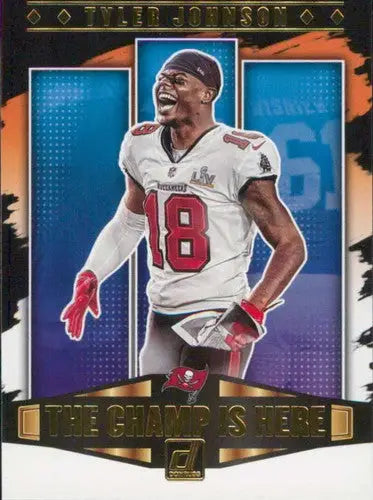 Original gloss Donruss Champ Tyler Johnson football card from 2021 Buccaneers collection