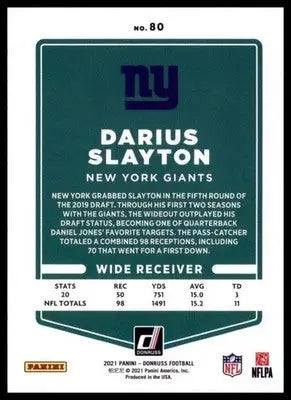 2021 Donruss Darius Slayton 80 New York Giants - Football Card Single