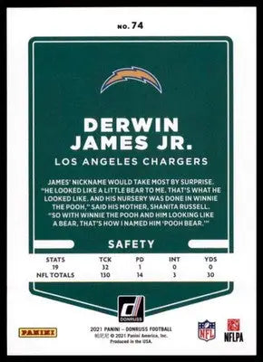 2021 Donruss Derwin James Jr. 74 Los Angeles Chargers - Football Card Single