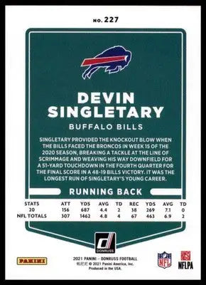 2021 Donruss Devin Singletary 227 Buffalo Bills - Football Card Single