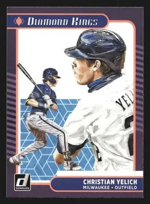 2021 Donruss Diamond Kings #24 Christian Yelich Purple Brewers - Baseball Card Single