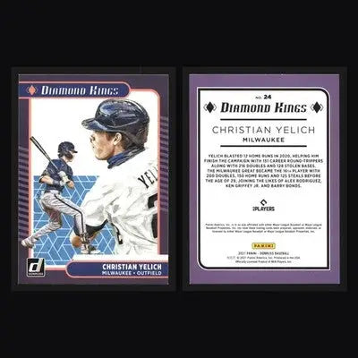 2021 Donruss Diamond Kings #24 Christian Yelich Purple Brewers - Baseball Card Single