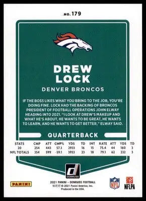 2021 Donruss Drew Lock 179 Denver Broncos - Football Card Single