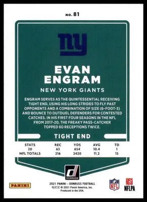 2021 Donruss Evan Engram 81 New York Giants - Football Card Single