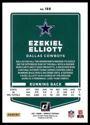 2021 Donruss Ezekiel Elliott 188 Dallas Cowboys - Football Card Single