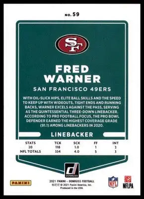 2021 Donruss Fred Warner 59 San Francisco 49ers - Football Card Single