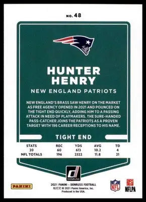 2021 Donruss Hunter Henry 48 New England Patriots
