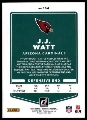 2021 Donruss J.J. Watt 164 Arizona Cardinals - Football Card Single