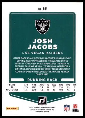2021 Donruss Josh Jacobs 85 Las Vegas Raiders - Football Card Single