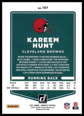 2021 Donruss Kareem Hunt 197 Cleveland Browns - Football Card Single