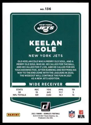 2021 Donruss Keelan Cole 136 New York Jets - Football Card Single