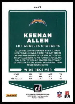 2021 Donruss Keenan Allen 73 Los Angeles Chargers - Football Card Single