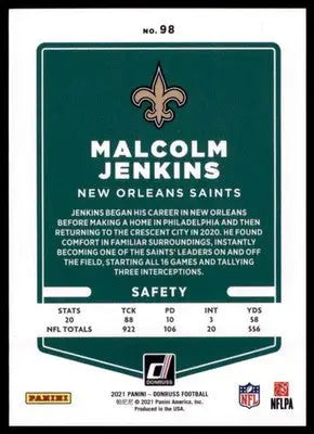 2021 Donruss Malcolm Jenkins 98 New Orleans Saints - Football Card Single