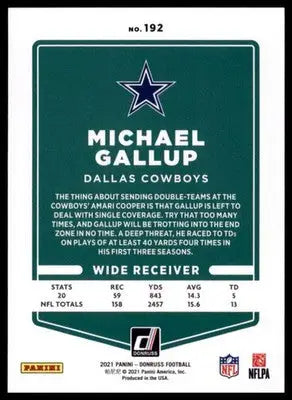 2021 Donruss Michael Gallup 192 Dallas Cowboys - Football Card Single