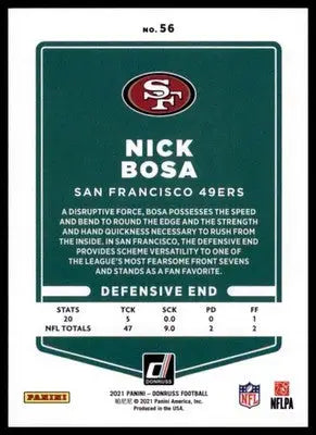 2021 Donruss Nick Bosa 56 San Francisco 49ers - Football Card Single