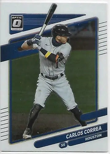 Original gloss 2021 Donruss Optic Carlos Correa baseball card featuring Astros team