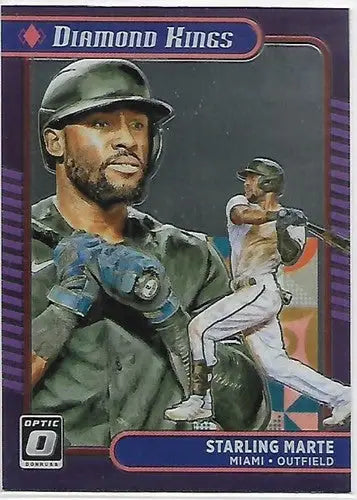 2021 Donruss Optic Starling Marte baseball card with original gloss from Marlins sports cards