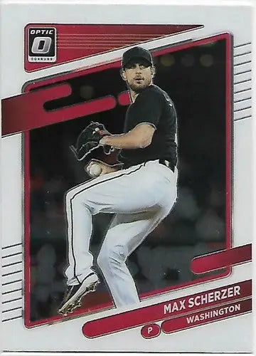 2021 Donruss Optic Max Scherzer Nationals baseball card with original gloss finish