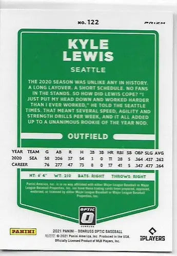 2021 Donruss Optic Kyle Lewis baseball card with original gloss Mariners NM-MT