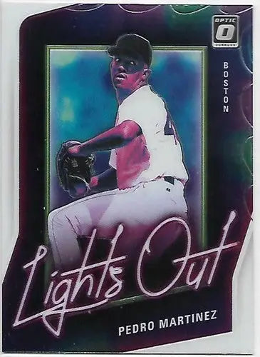 Pedro Martinez baseball card from 2021 Donruss Optic Lights Out series with original gloss