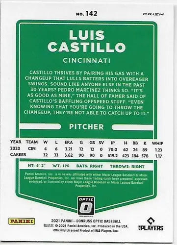 2021 Donruss Optic Pink #142 Luis Castillo NM-MT Reds - Baseball Card Single