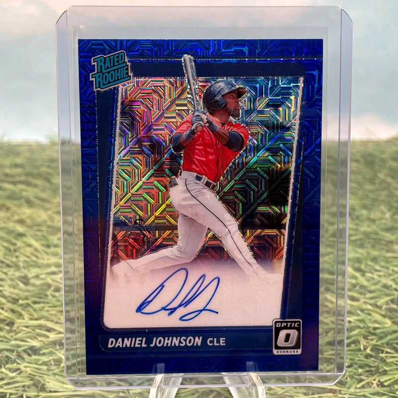 Signed Daniel Johnson baseball card from Donruss Optic Signatures - Blue Mojo /99