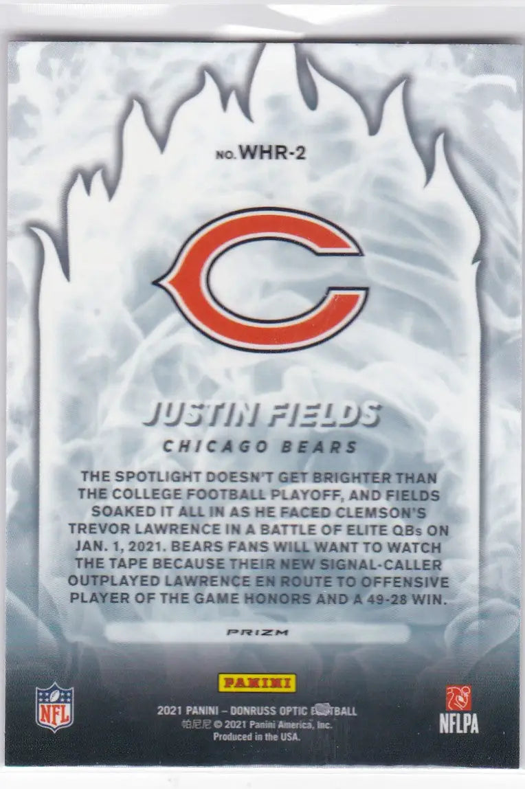 2021 DONRUSS OPTIC #WHR-2 JUSTIN FIELDS WHITE HOT REFRACTOR- CHICAGO BEARS