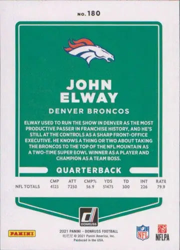 Original gloss John Elway football card from 2021 Donruss Photo Variation Simply Sandoval series