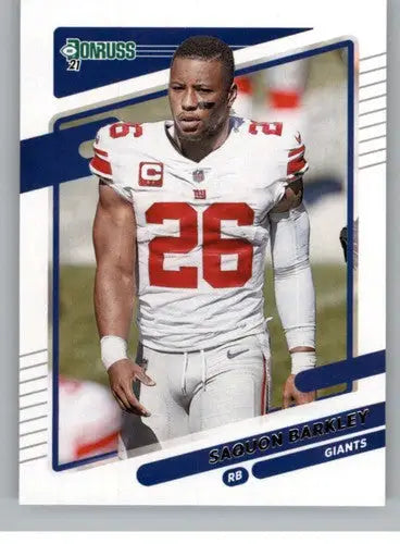 Original gloss 2021 Donruss Photo Variation Saquon Barkley football card in NM-MT condition