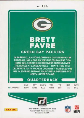 Original gloss Brett Favre football card from 2021 Donruss Press Proof Simply Sandoval