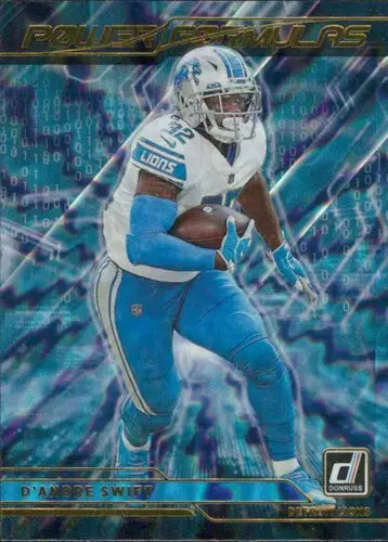 Original gloss D’Andre Swift football card from 2021 Donruss Power Formulas Lions