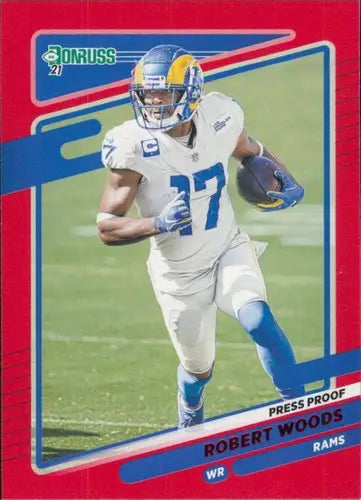 2021 Donruss Press Proof Red Robert Woods football card with original gloss LA Rams