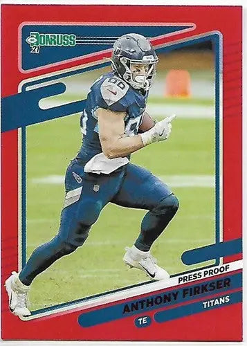 Anthony Firkser football card 2021 Donruss Press Proof Red Titans Simply Sandoval