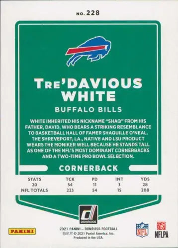 Original gloss Tre Davious White football card from 2021 Donruss Press Proof Red