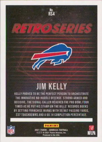 Jim Kelly football card from 2021 Donruss Retro Series with original gloss