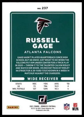 2021 Donruss Russell Gage 237 Atlanta Falcons - Football Card Single