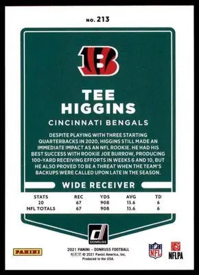 2021 Donruss Tee Higgins 213 Cincinnati Bengals - Football Card Single