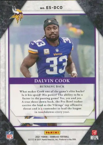 Original gloss 2021 Donruss The Elite Series Dalvin Cook football card Vikings